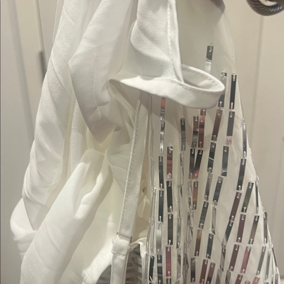 NWT-Boston Proper White Blouse with Silver Accents - Picture 13 of 13